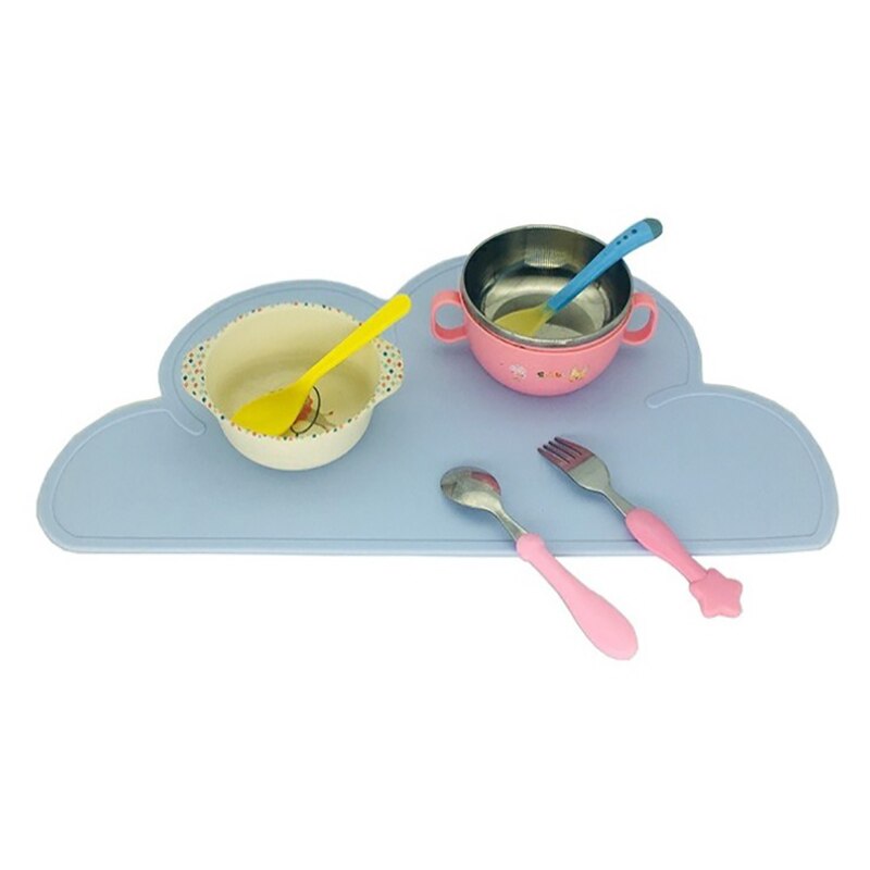 1Pc Cute Cloud Shape Placemat Kids Plate Mat Food Grade Silicone Table Pad Waterproof Pink/Blue Color