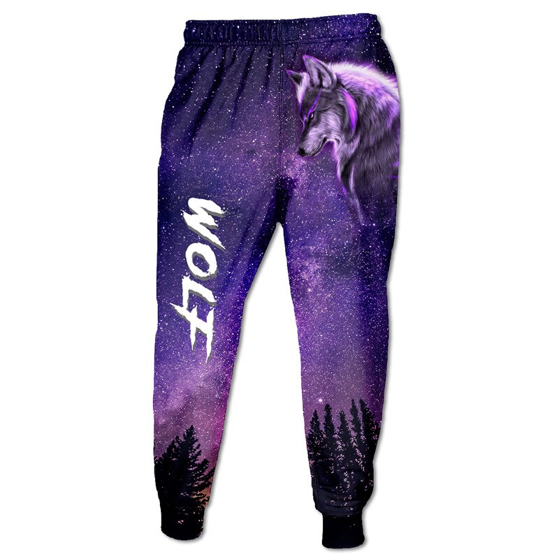 Pantalones de chándal 3D con dibujo de lobo Redcats Purple galaxy graffiti: XL