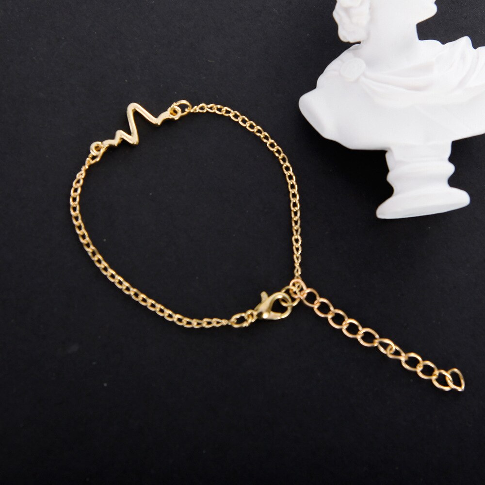 neue Koreanische Heißer Einfache Wellen EKG Herz Bewertung Blitz Charme Armbänder Für Frauen & Männer Schmuck Sommer Stil Strand