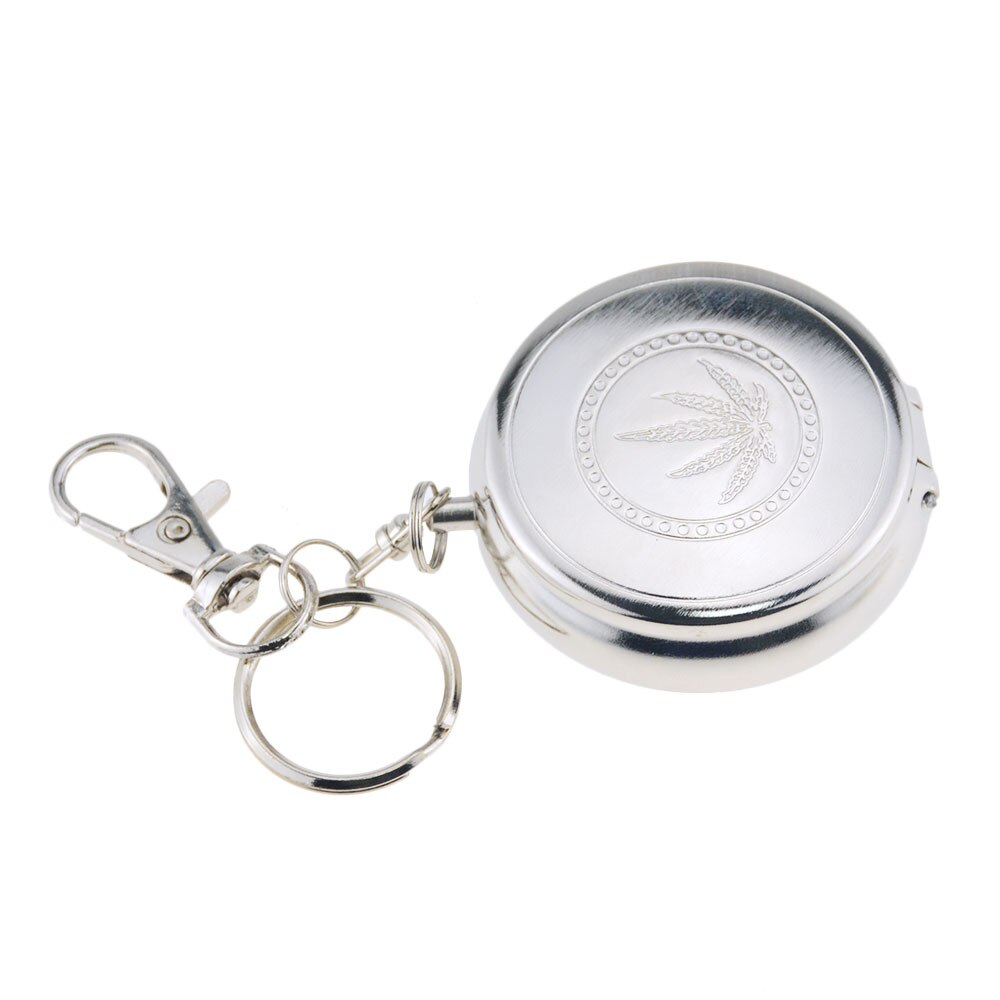 1Pcs Pocket Asbak Met Sleutelhanger Mini Leuke Draagbare Pocket Auto Mobiele Rvs Asbak