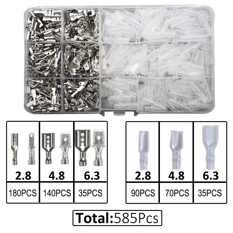 Male/Female Spade Crimp Terminals Crimping Tools Electrical Pliers Insulating Sleeve Wire Wrap Connector SN-48B: 585-SET