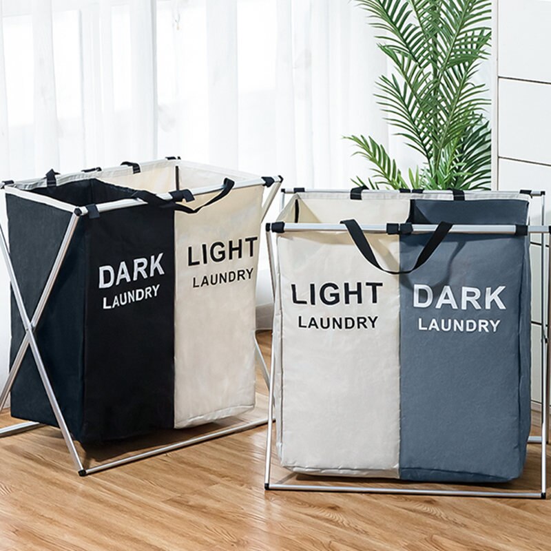 X-shape trois grille maison panier à linge trieur pliable panier à linge organisateur imprimé pliable panier à linge grand