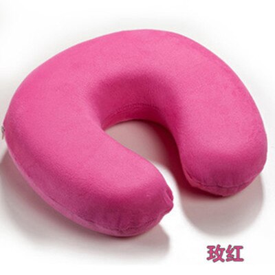 Zachte U Vormige Trage Rebound Memory Foam Reizen Nek Kussen Voor Office Vlucht Reizen Katoen Kussens Head Rest Kussen: Mei red