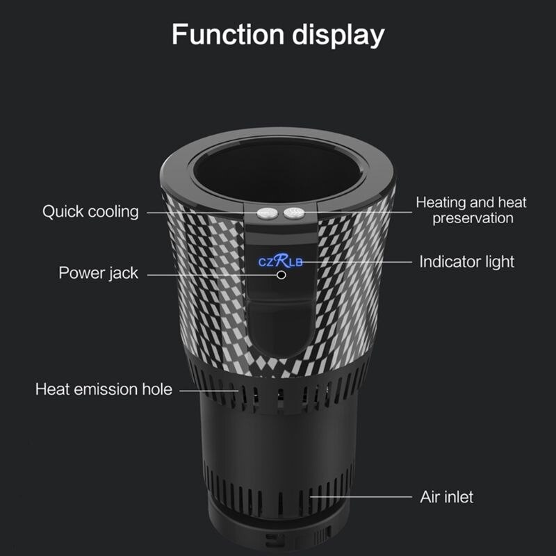 2-in-1 Auto Becherhalter Kühler & Wärmer – Temperaturanzeige, Für Gläser Bis 8 Cm, ABS, Für Kaffee, Wasser, Milch