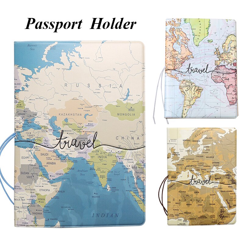 Creatieve Wereldkaart Paspoort Cover Wallet Bag Id Adres Holder Draagbare Pu Lederen Boarding Wallet Case Travel Accessoires