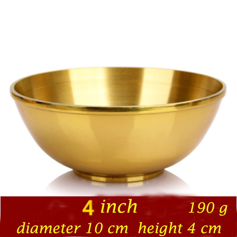Tykke kobberskåle vandskål gyldne ornamenter bordservice boligindretning buddhistisk skål byder buddha dekorere håndværk: Diameter 4 tommer