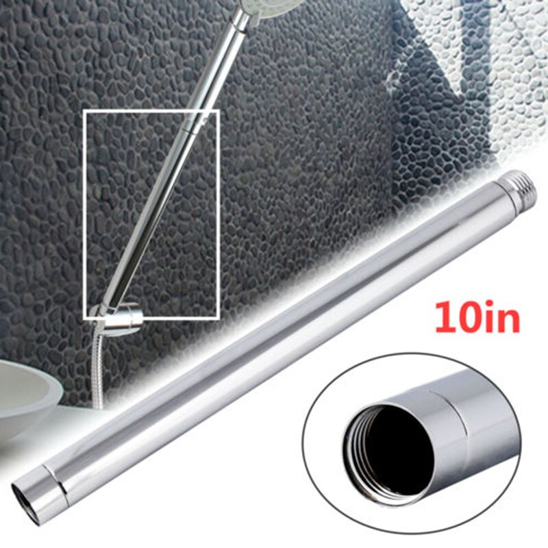 10&quot; Stainless Steel Handheld Shower Head Extension for Home Bathroom Hardware Straight Pipe Extra Arm Tubes