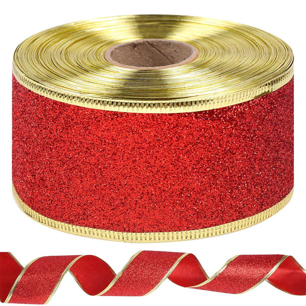 Cinta navideña brillante con purpurina, 6,3 cm de ancho, 2m de longitud, cinta artesanal, cinta decorativa llamativa para proyectos de bricolaje