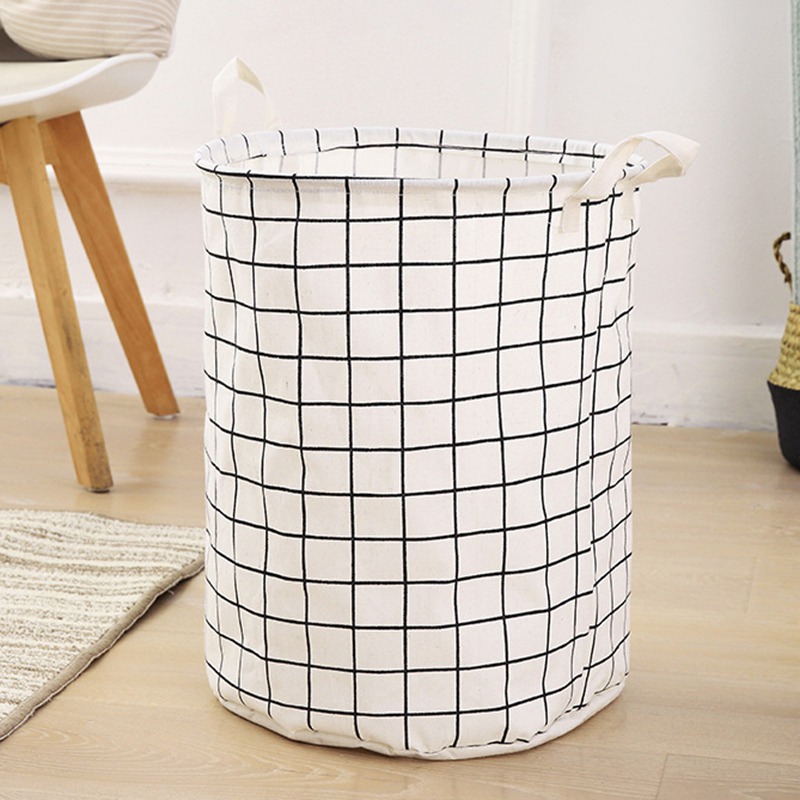 Bucket Dirty Clothes Basket Box Linen Fabric Canvas Organizer Foldable Laundry Basket Simple Style Printed Toy Storage: C
