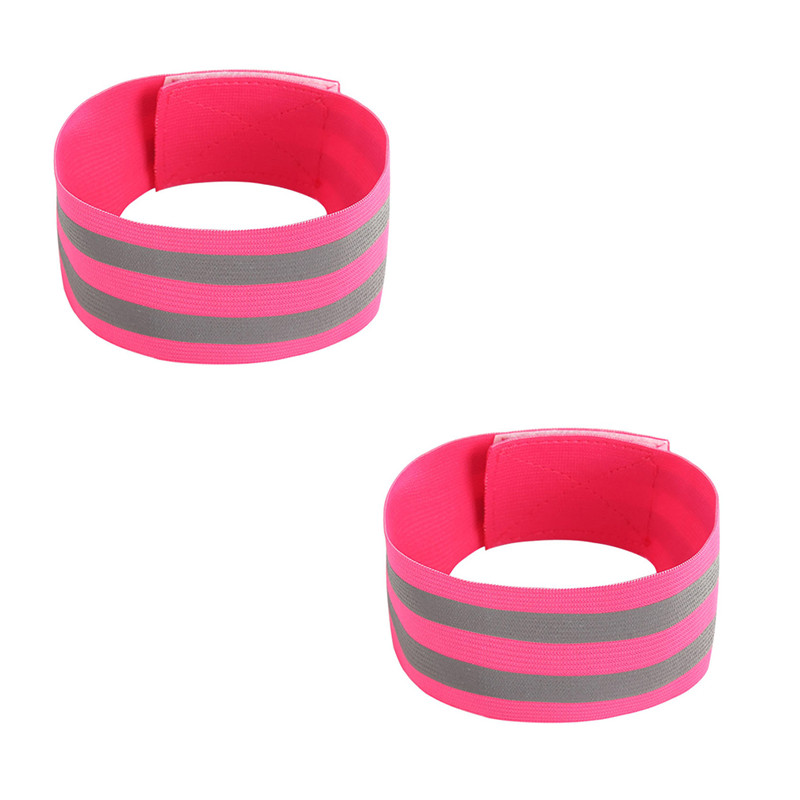 Reflective Bands Elasticated Armband Wristband Ankle Leg Straps Safety Reflector Tape Straps for Night Jogging Walking Biking: Rose Red 2pcs