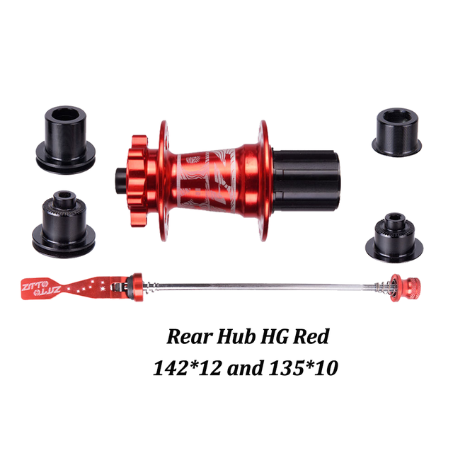 ZTTO Mountain Bike 32 Holes Disc Brake Hub DR190 54T Ratchet Bearings Thru Axle Quick Release HG XD MS Front Rear 15x100 12x142: Rear Hub HG Red
