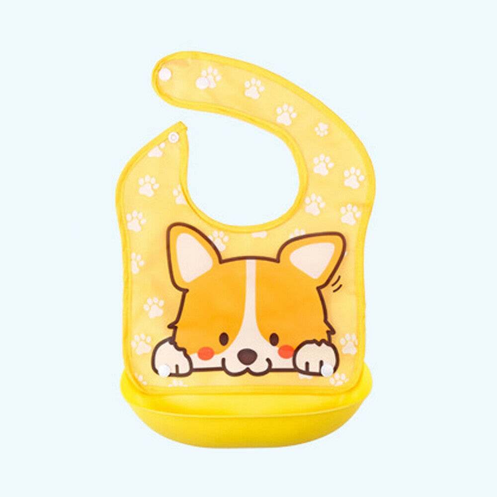 Kleinkind Baby Wasserdichte Silikon Lätzchen Cartoon Tier Waschbar Roll Up Crumb Catcher Fütterung Essen Schürzen Infant Baby Lätzchen: Gelb