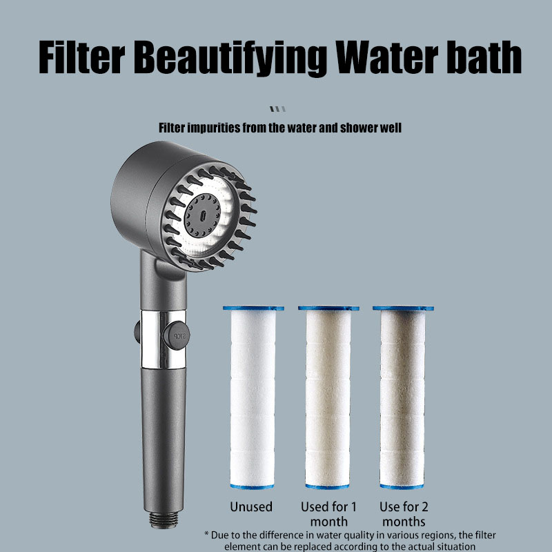 Filtro de ducha, cuatro modos, accesorios de baño, cabezal de masaje, cabezal de ducha lleno para cabezales de ducha, perillas, piezas de duchas, accesorio para el hogar