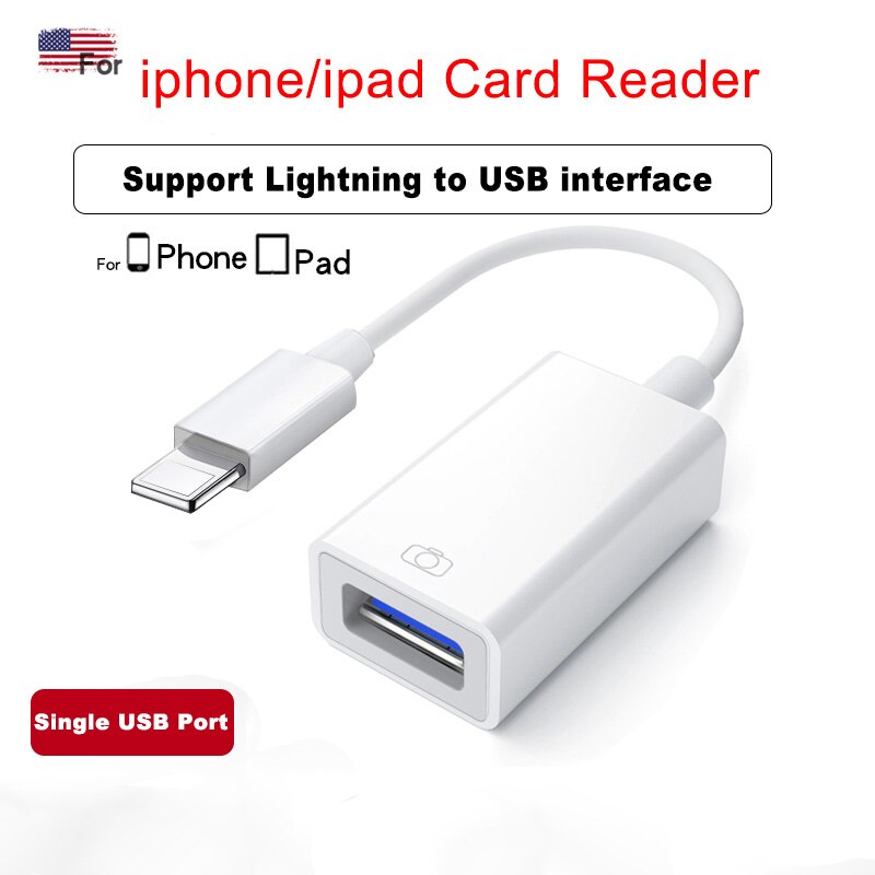 Lector de tarjetas Micro SD adaptador de tarjeta SD USB 3,0, palo de memoria para iphone, iPad, iOS13, adaptador Lightning a cámara, lector de tarjetas USB: iP 1 To 1