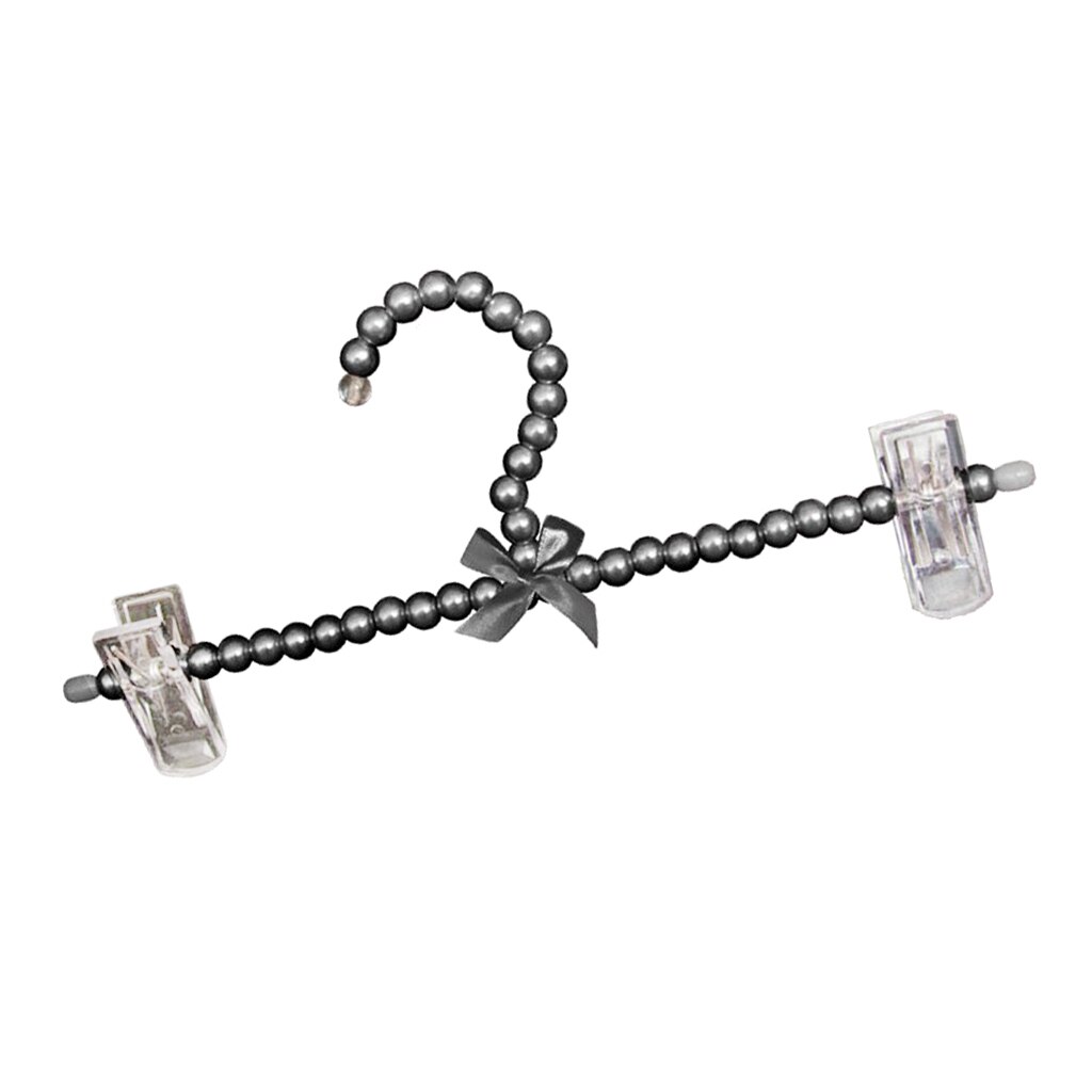 30cm Premium Metal Clothes Hangers Covered in Pearl Beads Trousers Dress Holder with Clip: Black