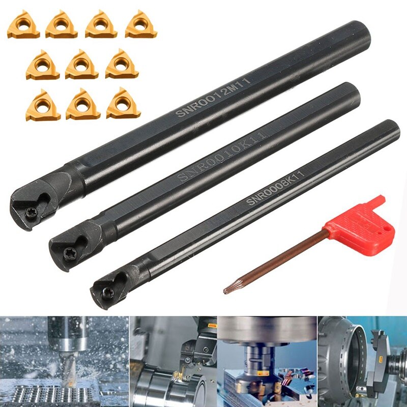 3 jeu SNR0008K11 + SNR0010K11 + SNR0012M11 tour barre d'alésage clé 3 pièces + 10X 11IR A60 clé à insérer