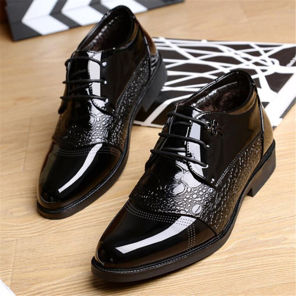 Herresko plus fløjlsvarme herrelædersko vinter business casual kjole sko herre luksus herre sko loafers