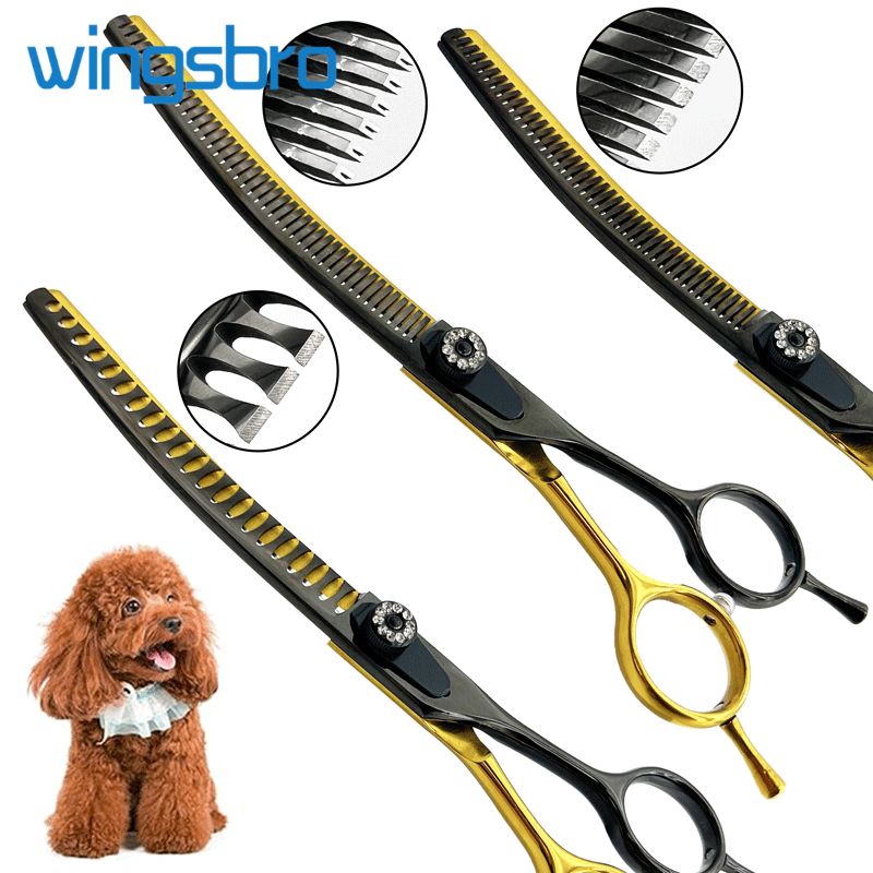 Ciseaux Chunker incurvés pour le toilettage des chiens, ciseaux amincissants pour chiens incurvés, ciseaux pour chats incurvés, grosseurs droits, tours pour animaux de compagnie