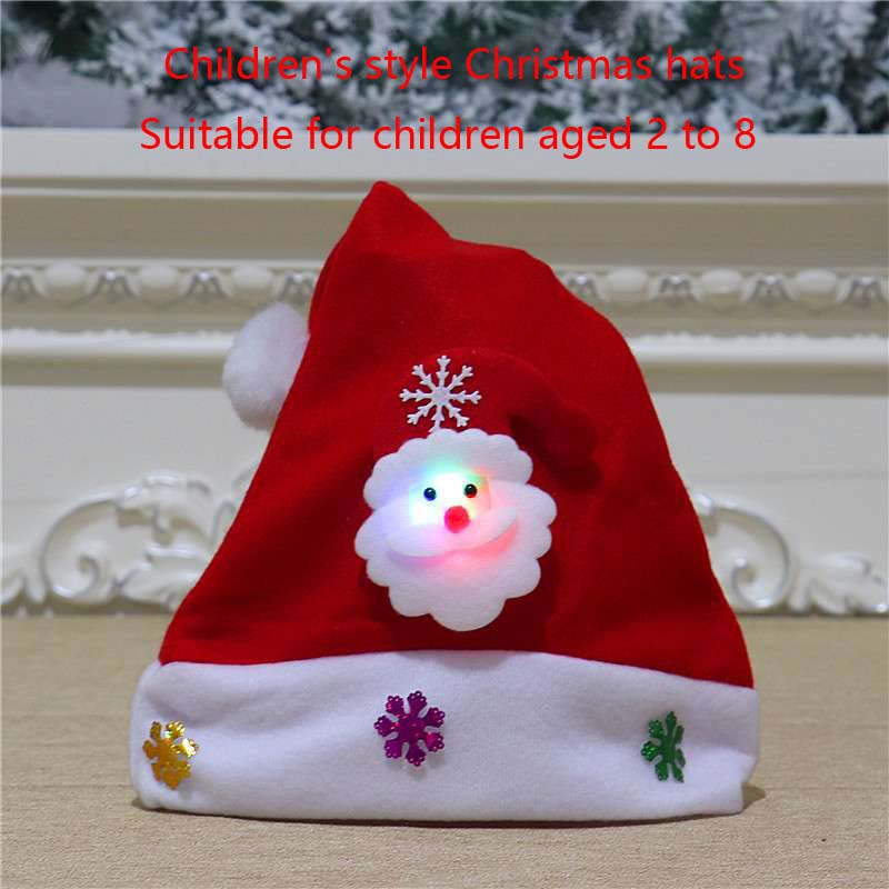 Julehatt med blinkende led-lys julenisselue for barn, barn og voksne i årets julefestpynt: Dyp safir / 6 x 12cm