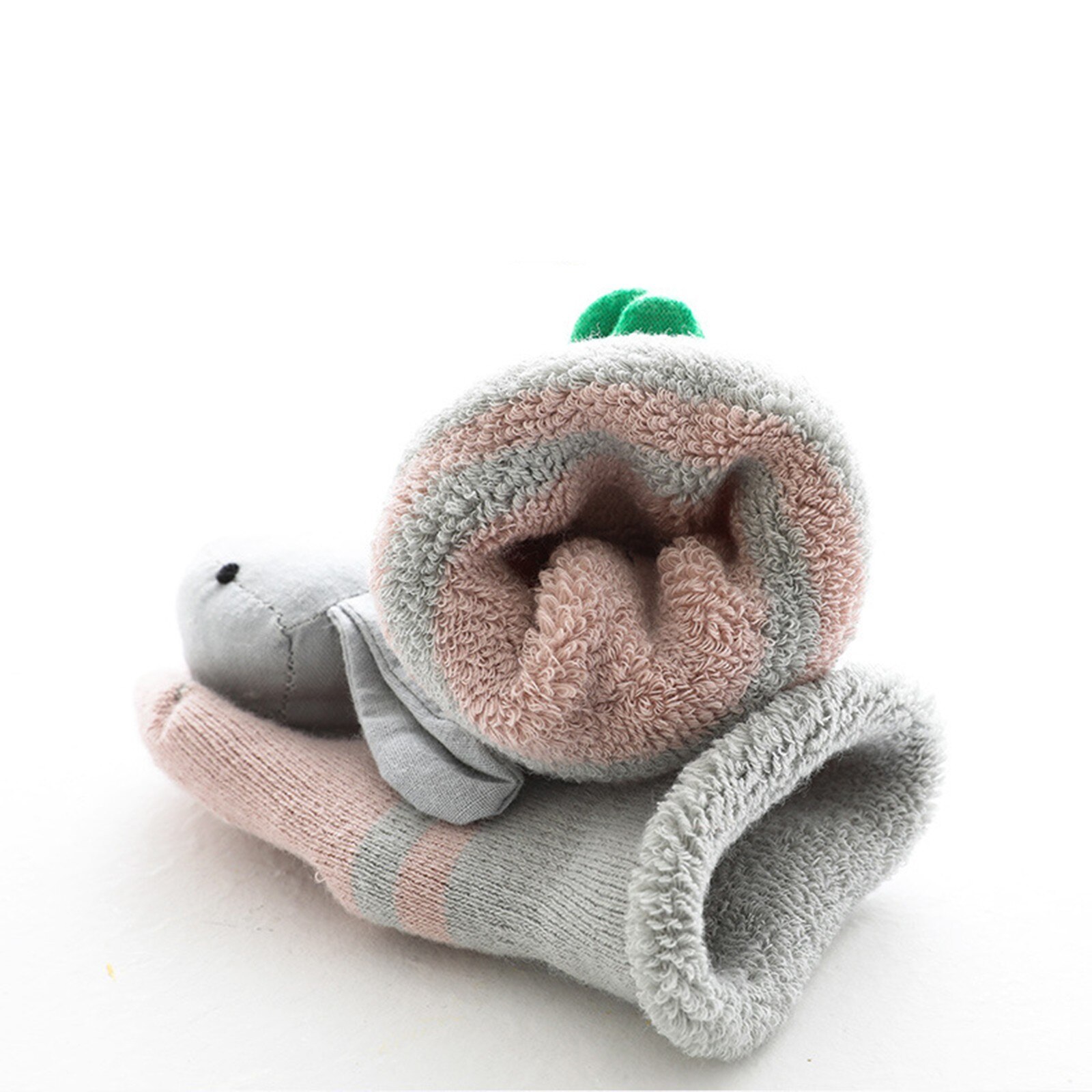 Chaussettes antidérapantes pour bébés, 2 paires, chaudes, en coton, douces et mignonnes, avec des animaux de dessin animé, pour garçons et filles,