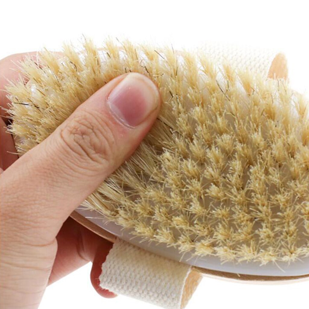 Dry Skin Exfoliation Bath Body Brush Natural Bristle Spa Brush Scrubber Dry Skin Exfoliation Bath Shower Brush Natural