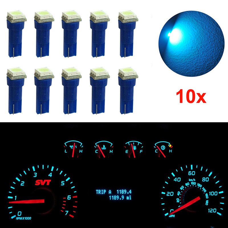 10pcs Car T5 73 37 17 58 Wedge Green 1-SMD Car LED Gauge Cluster Lights Speedometer Bulbs: Crystal Blue