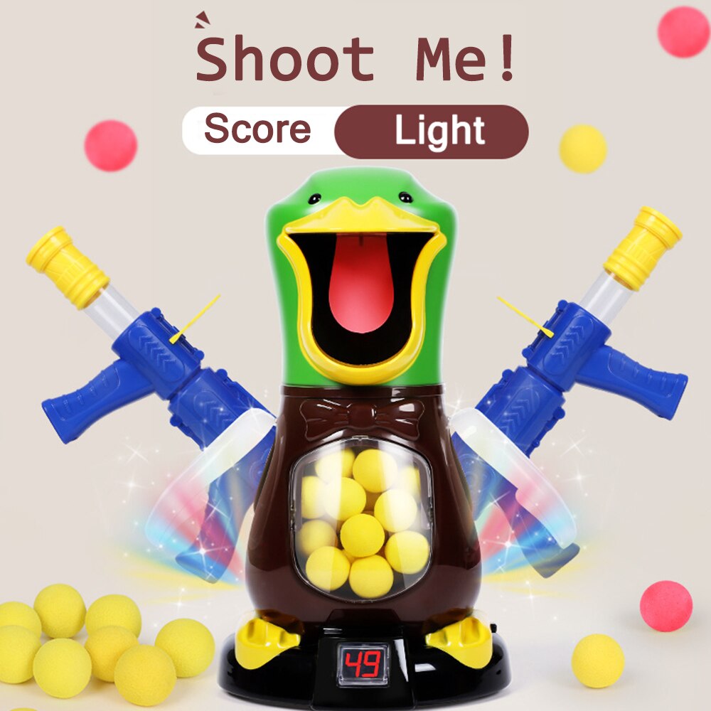 Children's Air Powered Safety Soft Bullet Gun Duck Hit Hungry Shooting Duck Electronic Game Target Bullet Kids Toy for