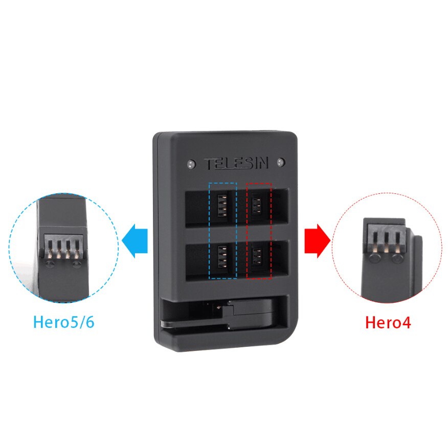 Telesin 3 Slots Batterij Lader Originele Wifi Afstandsbediening Oplader Gopro Hero 5 Hero 6 7 8 Zwart