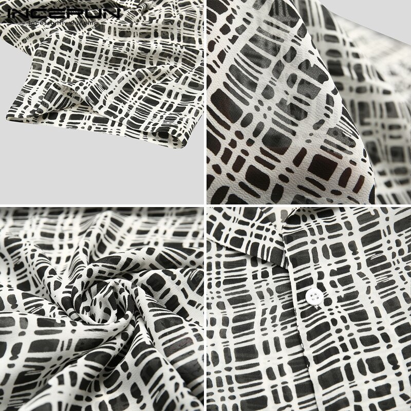 Incerun Mannen Casual Gedrukt Shirt Streetwear Korte Mouw Revers Blouse Zomer Losse Ademende Beach Hawaiian Shirts S-5XL