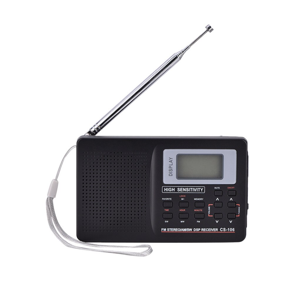 Portable Mini Digital Radio FM/AM/SW/LW/TV Sound Full Frequency Receiver Receiving Radio with Earphones