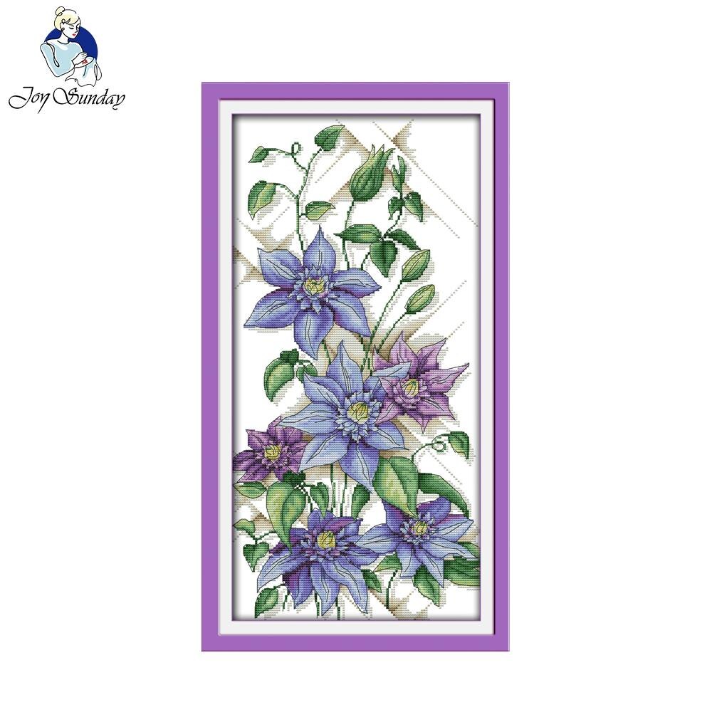 Joy Sunday floral style Purple blossoms cheap cross stitch patterns kits for needlepoint online stores
