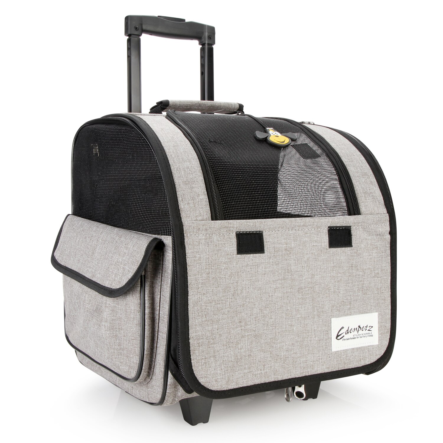 Pet Stroller Foldable Rolling Luggage Backpack Travel Car Cage Trolley Stroller For Dogs Cats Pet Cat Wheel Carrier: Grey