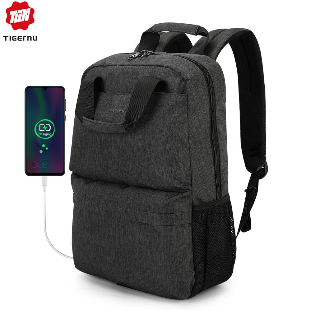 Tigernu Men Masculino Sacos USB Anti-roubo Mochila Escolar para Adolescentes Mochilas Estudante Universitário Mochila Casual Mochila Mochila de Viagem Do Vintage