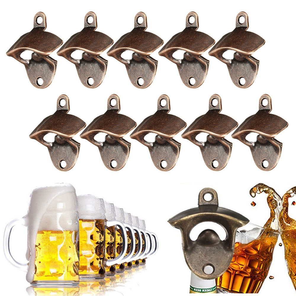 10 pezzi apribottiglie per birra a parete in lega di zinco soda birra apribottiglie per vino apribottiglie vintage resistente per feste in cucina