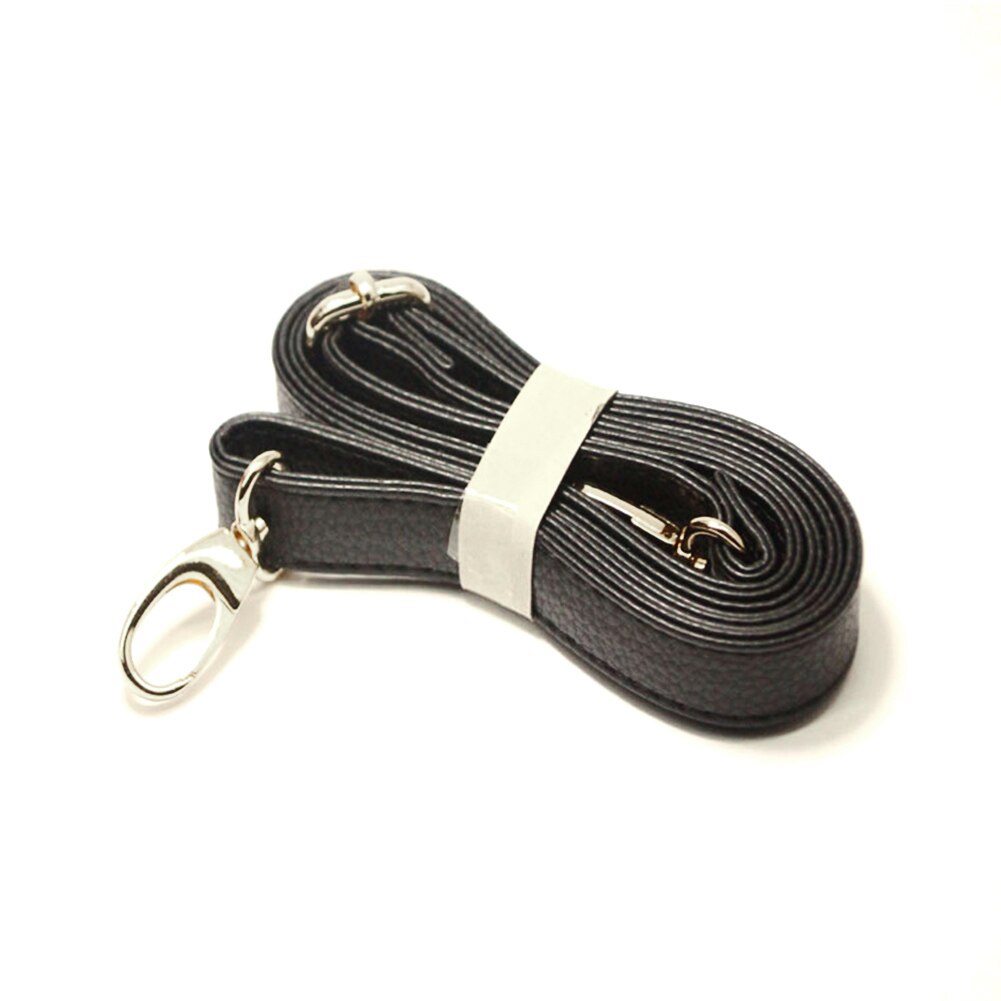 140cm couro do plutônio bolsa de ombro cinta nova cor sólida alça de saco com ferragem de prata diy bolsa alça feminina bolsas cinta: Black