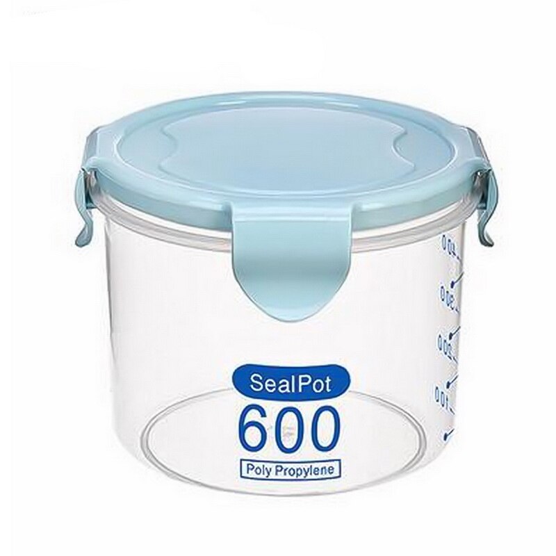 Hoomall 4L Cereal Dispenser Cereal Storage Containers Square Plastic Storage Tanks Kitchen Food Preservation Container: 600ml blue