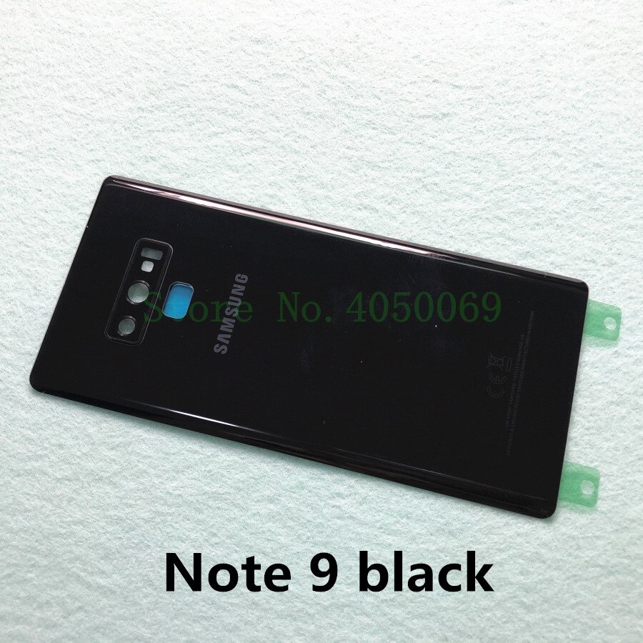 Samsung galaxy note 9 n960 sm-n960f note 8 n950 sm-n950f glass bak batterihus reparasjonsdeksel bakdør koffert erstatning: Note 9 svart