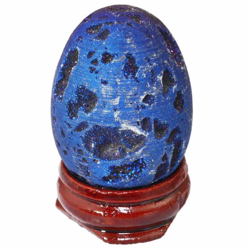 TUMBEELLUWA Titanium Coated Druzy Geode Sphere,Crystal Quartz Agate Gem Stone Egg/Ball,Sculpture Figurine Healing: Blue Egg