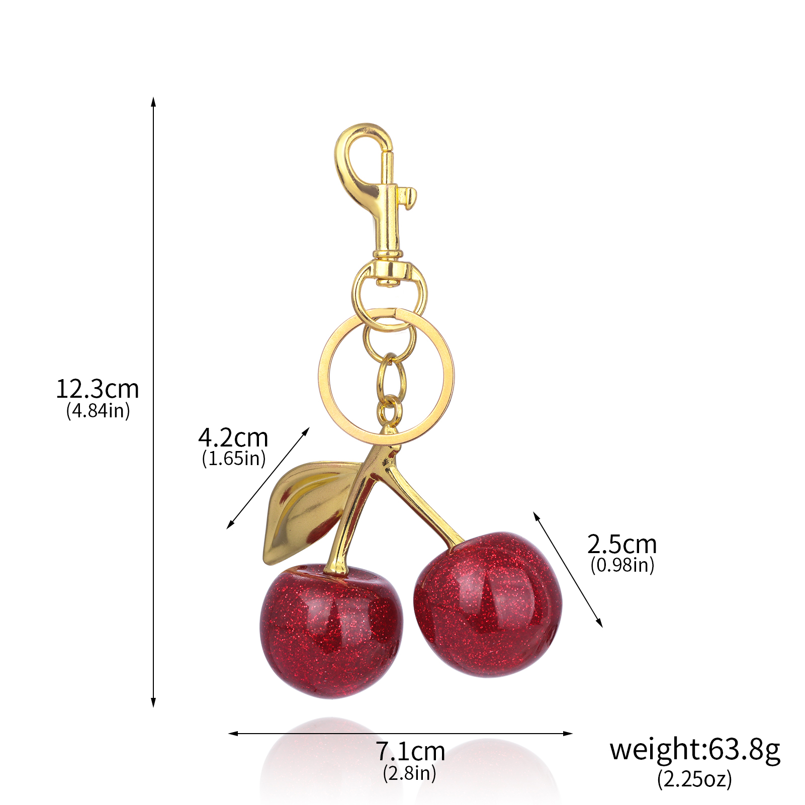 Delicious Red Cherry Keychain Summer Fruits Cherries Pendant Keyring For Women Men Jewelry Bag Key Accessories: WHITE