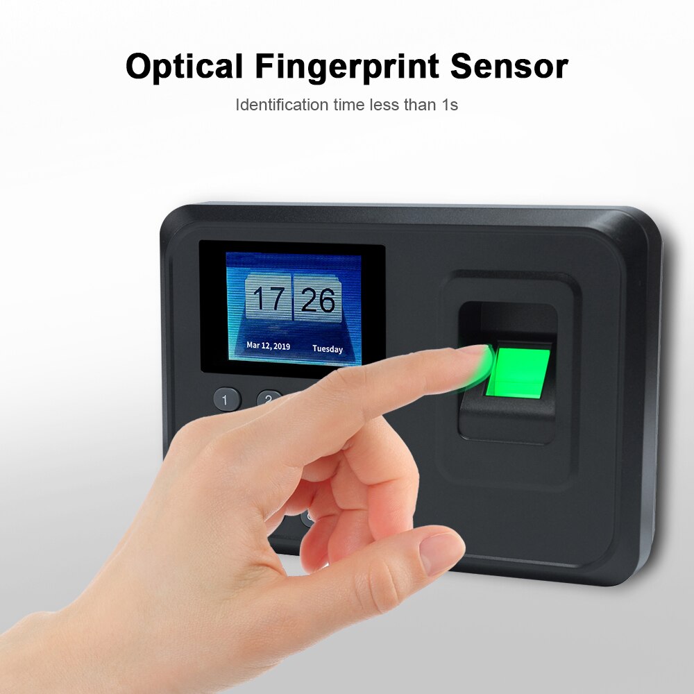 A5 2.4in Biometric Fingerprint Time Attendance System Clock Recorder Office TFT Recording Device Electronic Machine