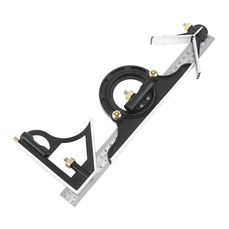 300mm Stainless Steel Protractor Carpenter Tools Combination Square Angle Ruler Multi-function Measuring Tool