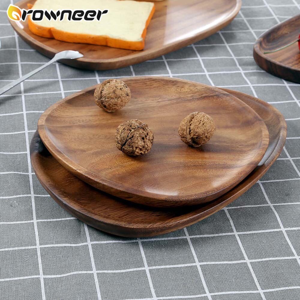 Onregelmatige Vorm Effen Natuurlijke Walnoot Hout Fruit Gerechten Schotel Koekjes Koekjes Moer Brood Snack Middag Dessert Thee Oval Lade