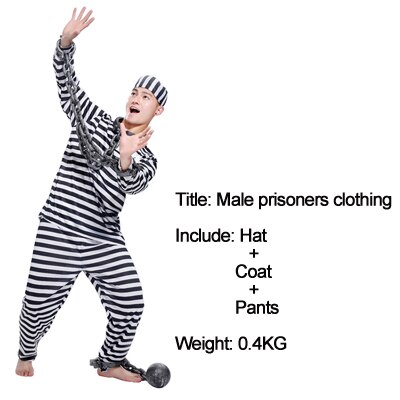 Halloween costume bloody prisoner clothes adult male prison uniform violence female child prisoners serving prison uniform: Adult Male