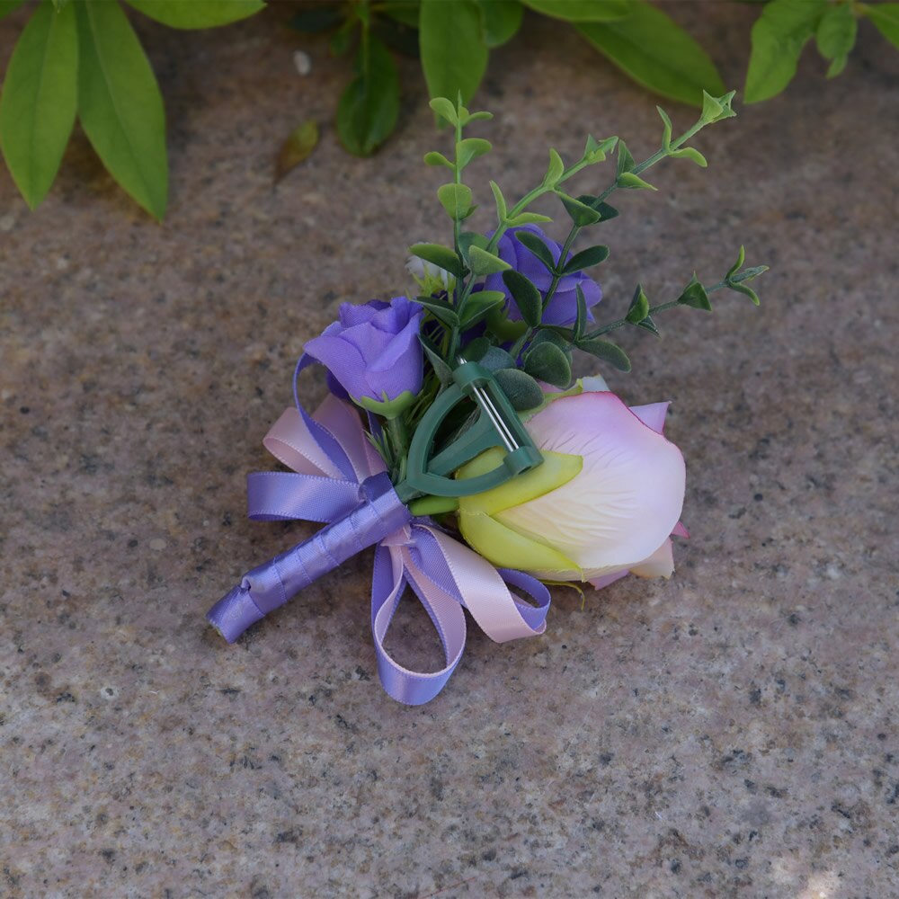 Kyunovia bryllup brudgomme knaphul revers nål blomst boutonniere brud armbånd prom tilbehør tilbehør fest håndled corsage  fe67