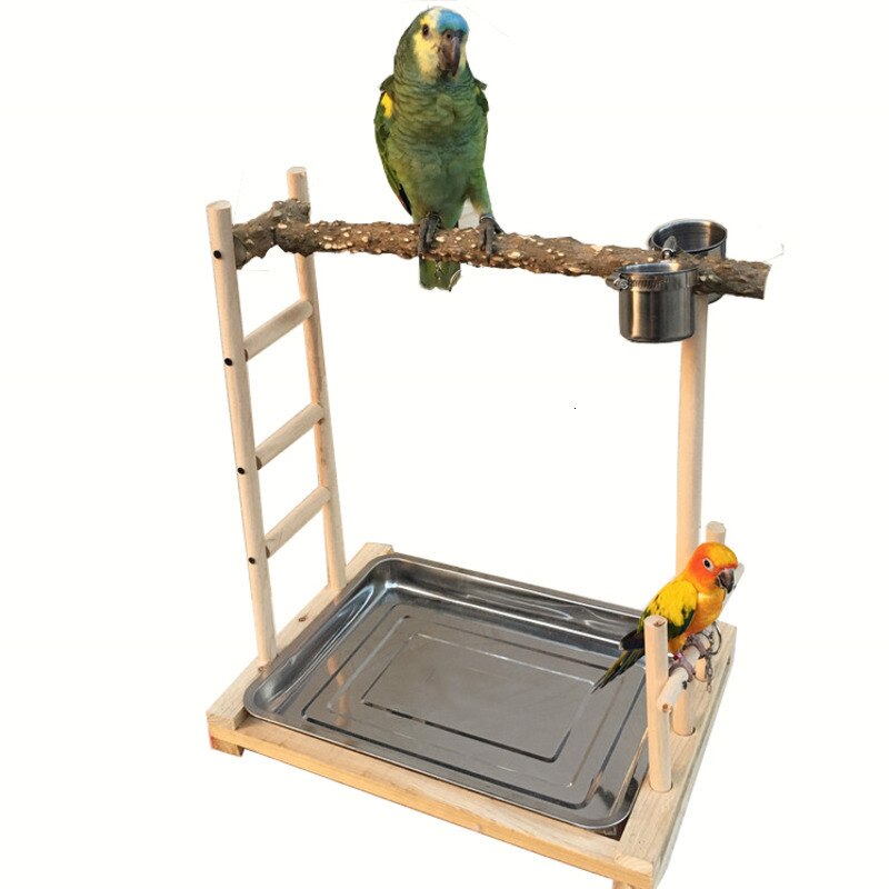 36 x 24 x 45cm papegøje siddepinde legeplads fugl bid klo slibepind natur træ kæledyr legetøj papegøje gym legeplads med fødebakke 260