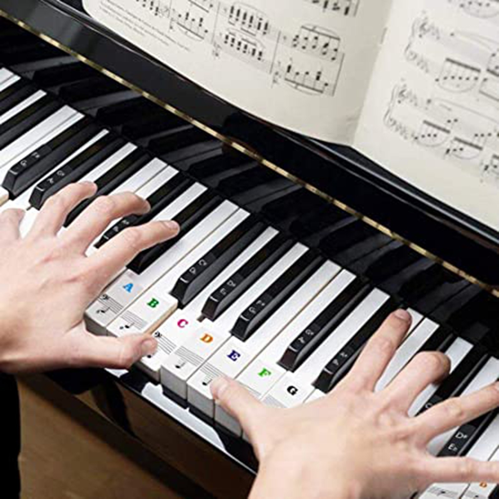 88/61/54/49/37 tasti note di decalcomania di musica staccabili trasparenti adesivi per tastiera di pianoforte adesivo per pianoforte elettronico a 54/61 o 88 tasti