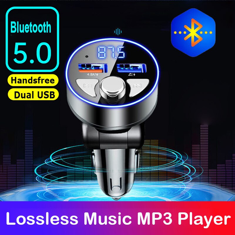 Bluetooth 5.0 Handsfree Car Kit Audio MP3 Speler Fm-zender Usb Muziek 4.8A Usb Fast Charger Auto &#39;S