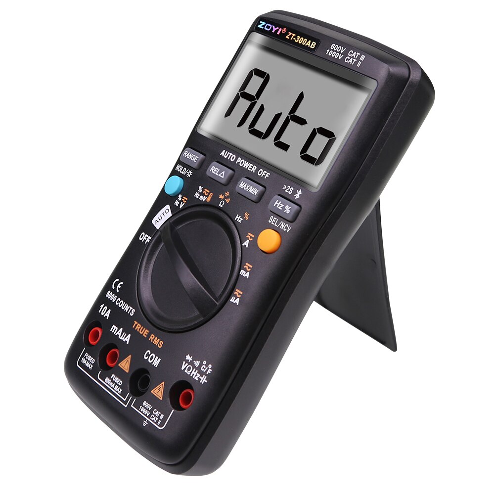Auto Ranging 6000 Counts DMM Capacitance Temperature ABS Digital Bluetooth Silica Gel Handheld Black Wireless Digital Multimeter