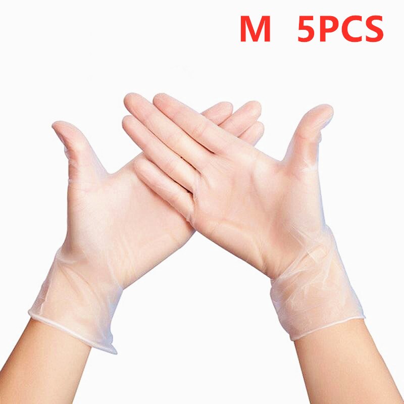 50 stk/sæt engangshandsker pink latex gummifingersenge antistatiske fingerspidsbeskyttelseshandsker til madlavning til hjemmet: M  5 stk gennemsigtig