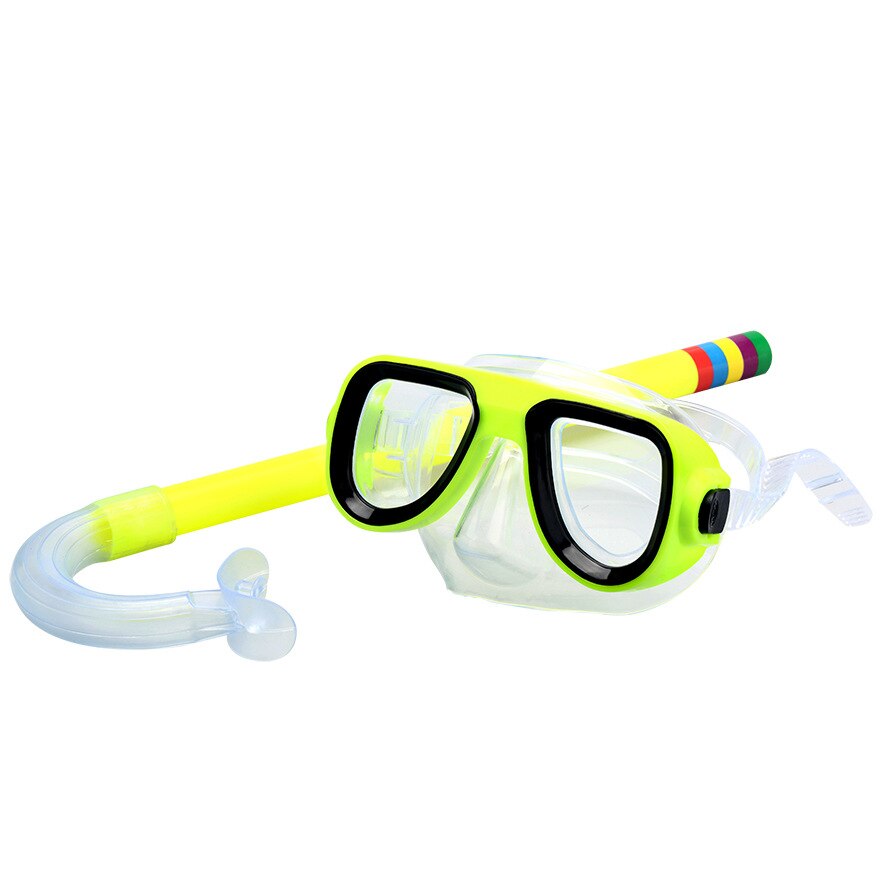 Dykmask snorkel för barn anti-fogglasögon med snorkelglasögon rör justerbar rem för barn simmask: Gul 1